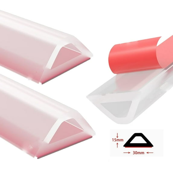 2-Pack 1 Meter Triangular Shower Water Dam Barrier Strip for Leakage Prevention and Easy Installation