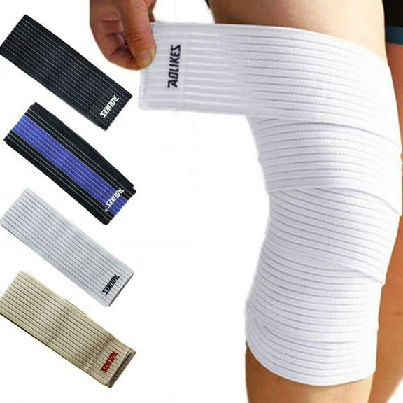 (2 Pack) 1 Pair Elastic Knee Brace Compression Bandage Straps Wraps Support for Legs Pain Relief Knee Pad Sleeve for Women Men Running Basketball Tennis Soccer Football