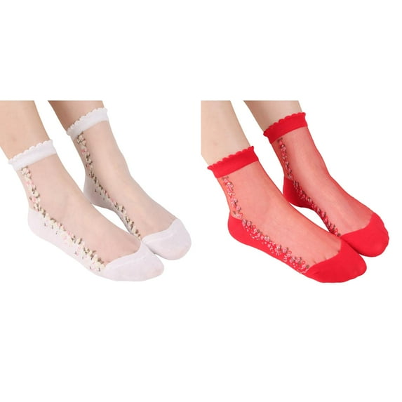 (2-Pack) 1 Pairs UniWarm Slipper Socks for Women Soft Embroidered Mesh Sport Moisturizing Socks Medium Stockings Casual Heated Socks for Men Socks