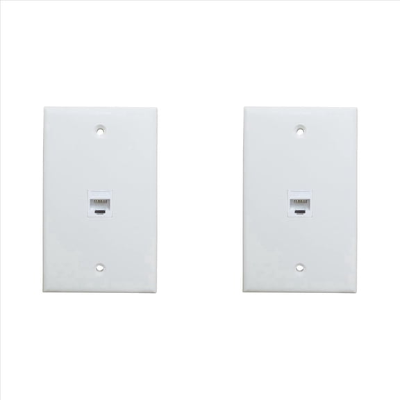 2-Pack 1-Port Ethernet Wall Plate, Jack Plate with RJ45 Female to Inline Coupler Insert