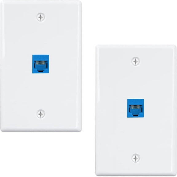 2-Pack 1 Port Ethernet Wall Plate, RJ45 Cat6 Female to Female Inline Coupler Face Plates, 1-Port