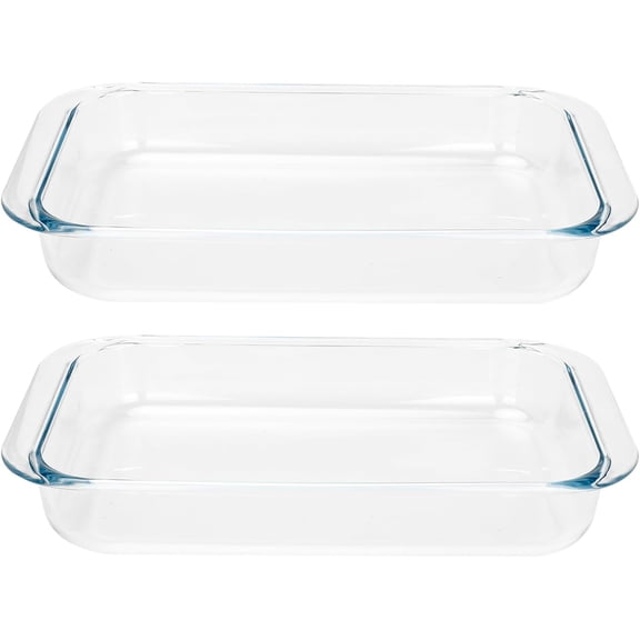 2 Pack 1-Quart Tempered Glass Oblong Baking Dishes, Personal Sized Bakeware and Cookware