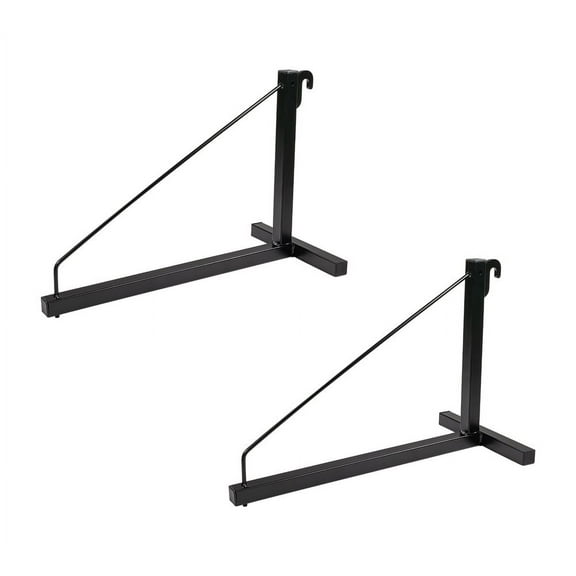 2 Pack 1 Tier Shipping Container Shelving Bracket with Hooks - 16"x18", 550 lbs WLL - Black Powder Coated Steel for Heavy Duty Trailer Containers - Easy to Assemble & Remove