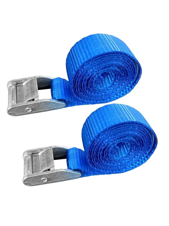 2 Pack 1" x 10 ft USA Heavy Duty 1" Endless Cam Buckle Cargo Lashing Strap for Motorcycle Bicycle,Blue