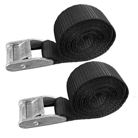 2 Pack 1" x 15 ft USA Heavy Duty 1" Endless Cam Buckle Cargo Lashing Strap for Motorcycle Bicycle,Black