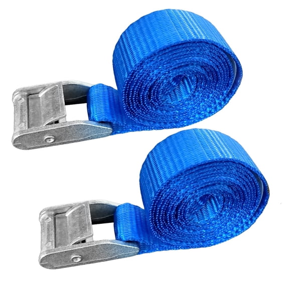 Mega Cargo Control Tie-Down Ratcheting Strap Cam Buckle Heavy Duty for Motorcycle 2-Pack 1 inch x 15 ft