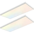 thumbnail image 1 of 2 Pack 1'x2' 2550 Lumen LED Flat Panel, White Trim, Flush Mount 5 CCT,3 Level Dim,CRI 80 for Home and Office, 1 of 16