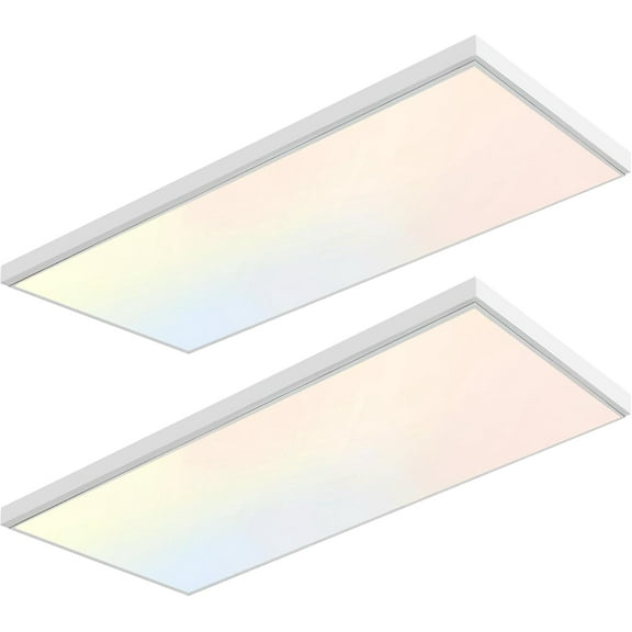 2 Pack 1'x2' 2550 Lumen LED Flat Panel, White Trim, Flush Mount 5 CCT,3 Level Dim,CRI 80 for Home and Office