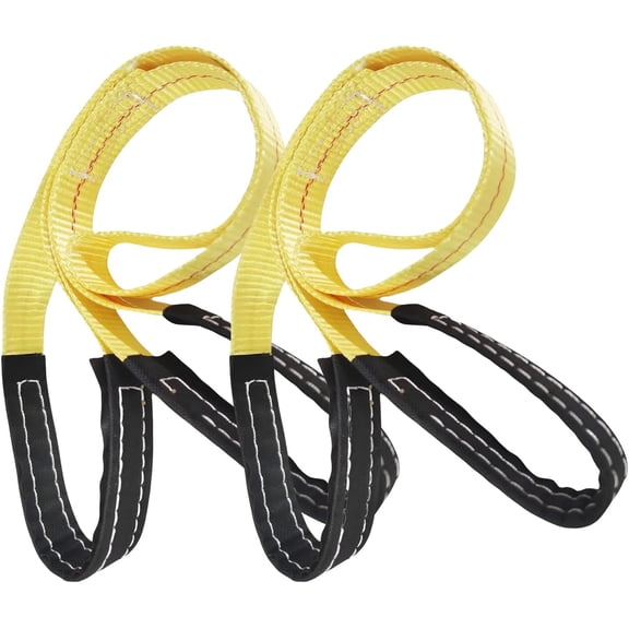2 Pack 1 "x6' Lift Sling Straps Reinforced Loops 1 inch 6 Tree Saver Strap 8000 Pound Capacity, Lifting Straps for Hoist, Winch Straps Yellow