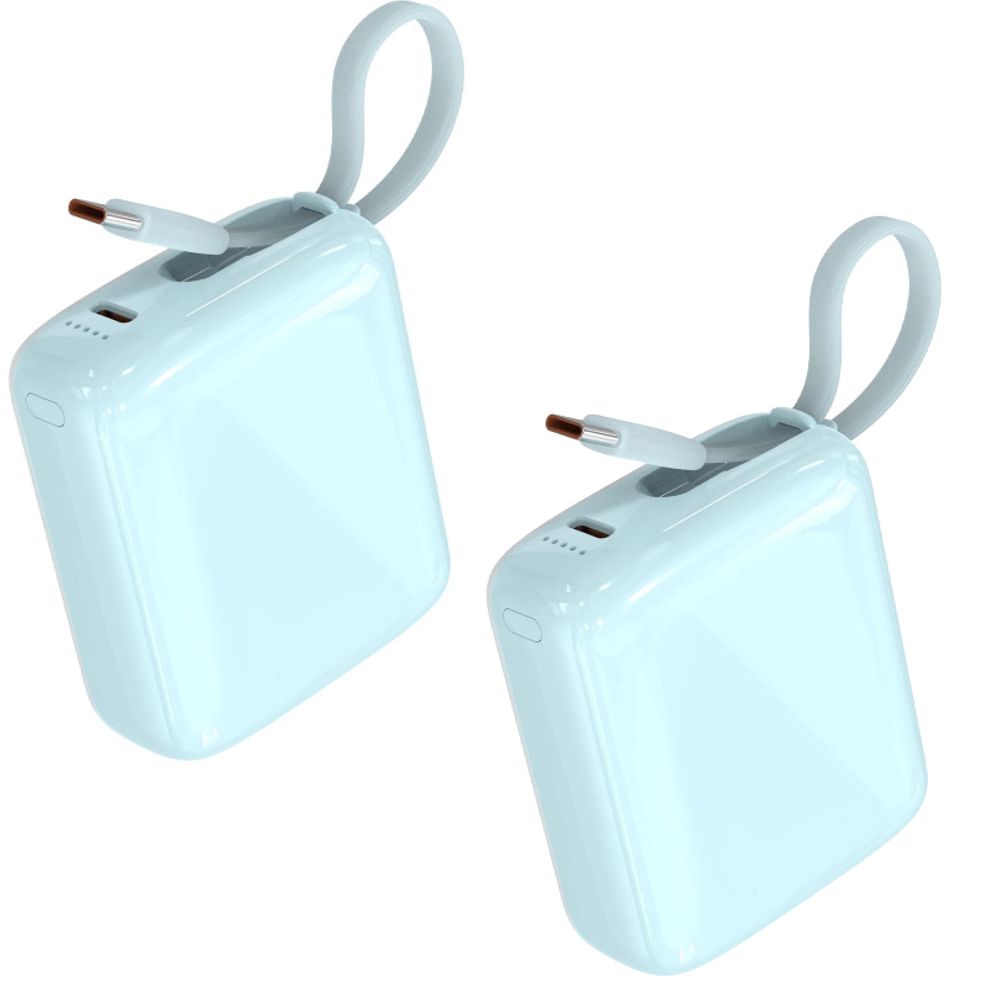 2-Pack 10,000 mAh Portable Power Banks with Built-In USB‑C Cable – Dual Device Charging, Compact Design Combo