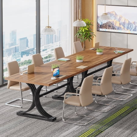 2-Pack 10.5 FT Conference Tables for 8–10 People, Large Rectangular Meeting Tables with Sturdy Legs, Modern Boardroom Tables for Office or Seminar Room