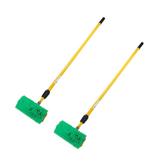 2 Pack 10" Bi-Level Car Wash Brush and 4' to 8' Extendable Handle w/ Soft Bristles Suitable for Auto RV Truck Boat Camper Exterior Washing Cleaning, Green