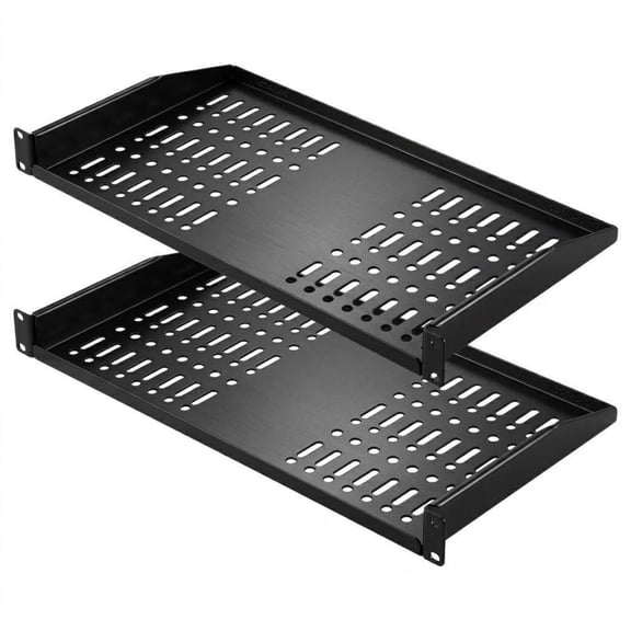 2-Pack 10" Deep Server Rack Shelf, 50 lbs Capacity Vented Cantilever or Wall Mount Shelf for 19" Network Cabinet, Equipment Rack