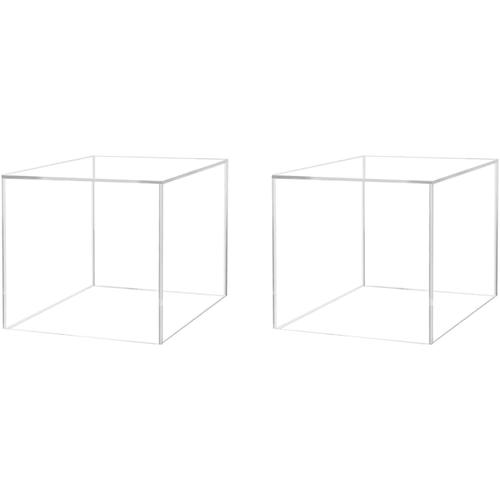 2 Pack 10" Display Riser Box With One Open Side Versatile Clear Lucite