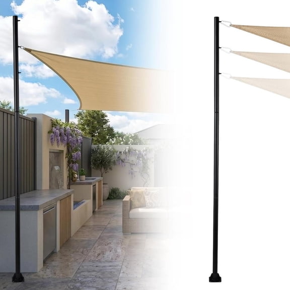 2 Pack 10 Ft Shade Sail Poles, Heavy Duty Metal Outdoor Support Post Kit, Rust-Resistant Shade Sail Support Poles, Adjustable Metal Sun Shade Poles for Patios, Courtyards,and GardensNo tarpaulin