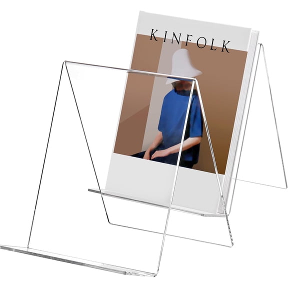 2 Pack 10 Inch Acrylic Display Stand, Clear Easel Base Holder for A4 Paper, Vinyl Records, Books, Magazines, Tablets, Plates, Artworks and Picture Frames