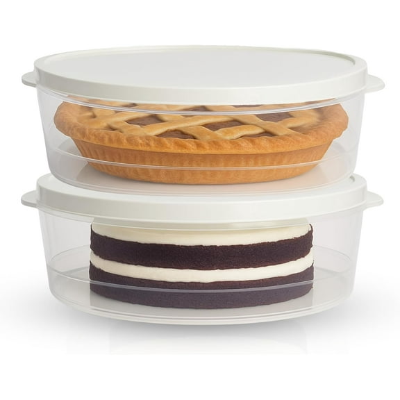 2-Pack 10-Inch Airtight Food Storage Container with Lid - Portable Carrier for Pies, Cakes, Cupcakes & More - BPA-Free Clear Plastic - Secure & Easy Transport