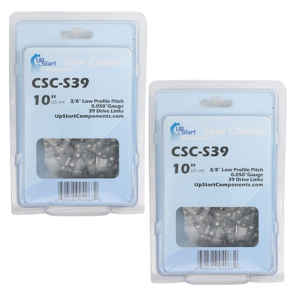 2-Pack 10-Inch Chainsaw Chain Replacement for Poulan PLN1510 - (10", 3/8", .050", 39 Drive Links)