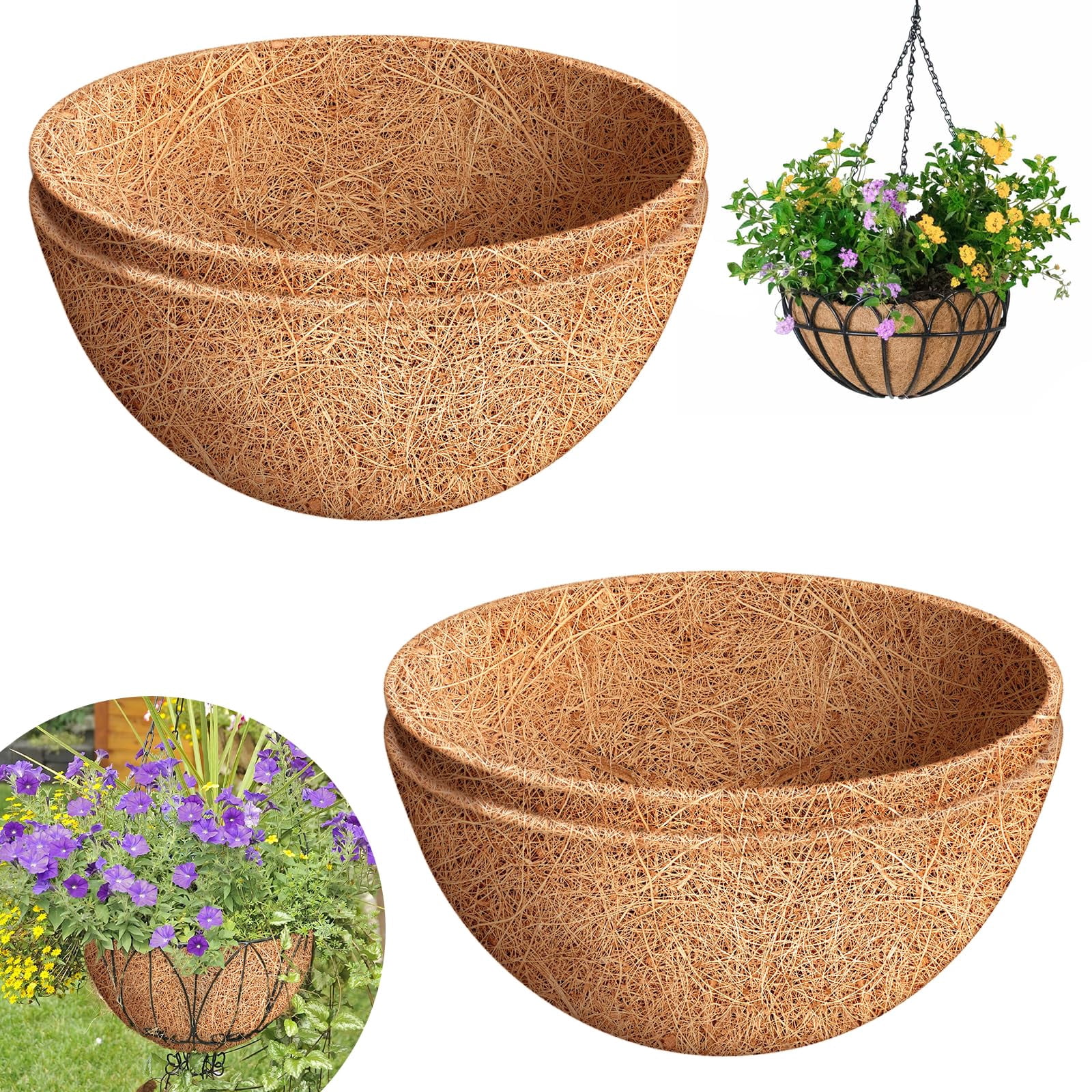 2-Pack 10 Inch Coco Liners Replacement, 100% Natural Coconut Coir Liner