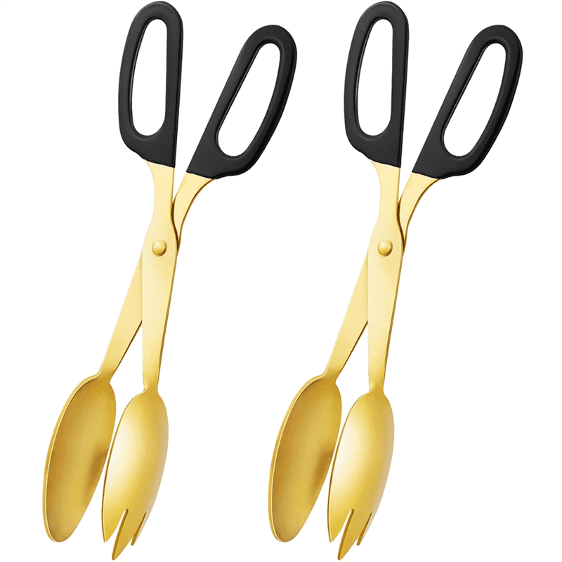 2 Pack 10 Inch Gold Serving Tongs Gold Serving Utensils Salad Tongs Buffet Tongs Non