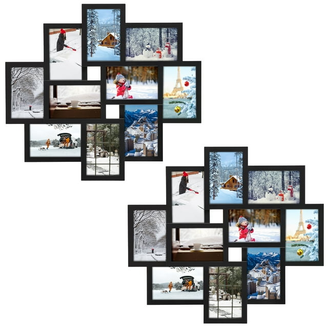 2 Pack Large Vertical Family Gallery, 10 Opening 4x6 Black Collage