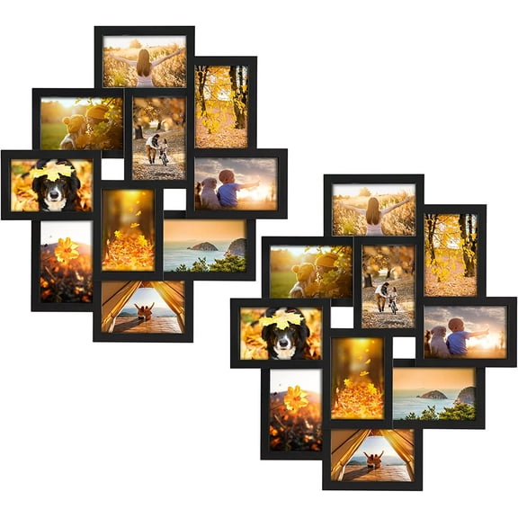 2 Pack 10 Opening 4x6 Collage Picture Frames Set for Wall Decor, Multiple Picture Frames Displays 4 by 6 Inch PhotosBlack 4x6 Frames for Family Office Christimas Mother's Day