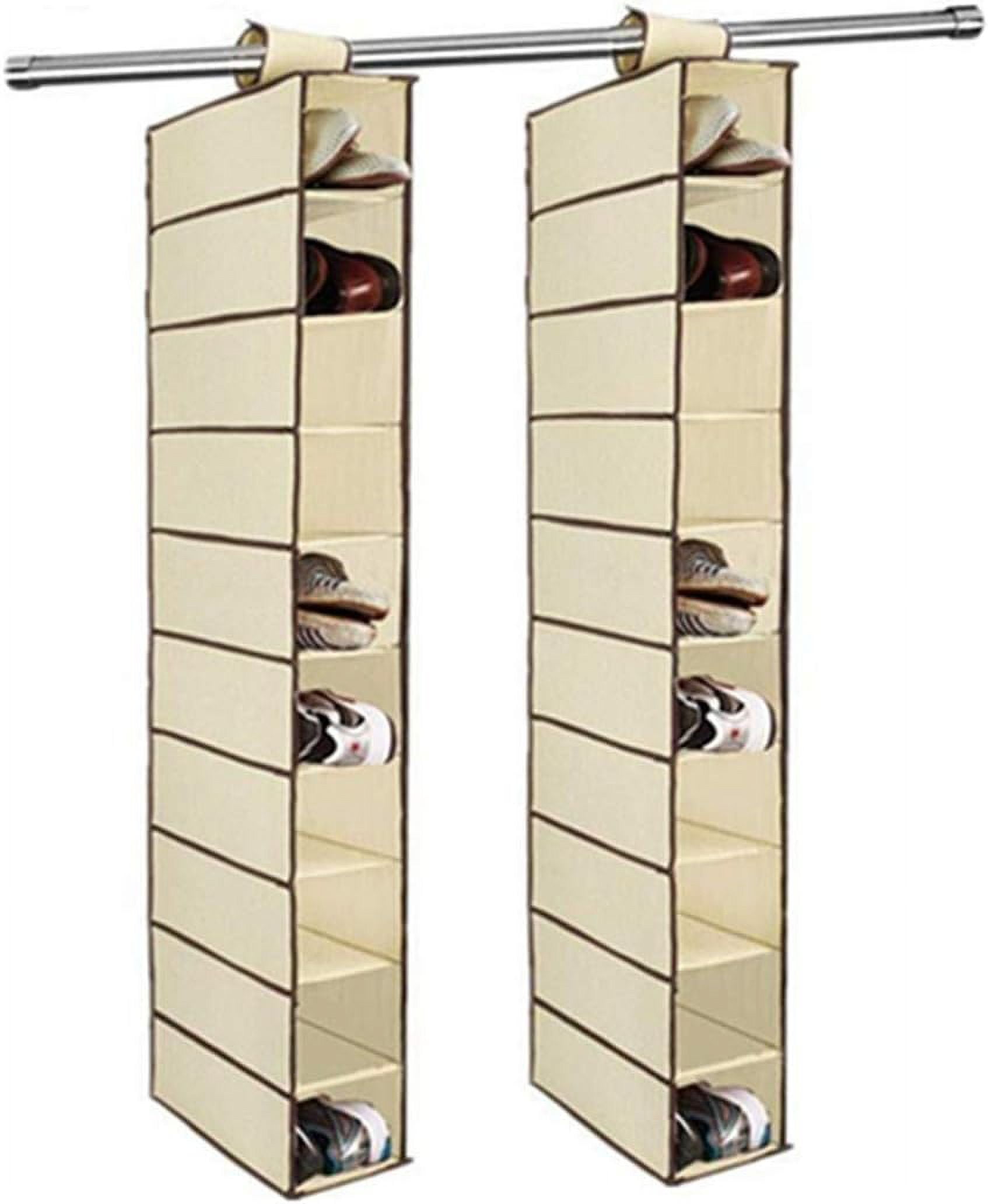 2 Pack 10 Shelves Compartments Fabric Hanging Closet Shoe Storage