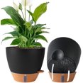 thumbnail image 1 of 2 Pack 10 inch Plant Pots, Plastic Self Watering Planters with Drainage Holes, Deep Reservoir, Water Level Indicator, Modern Decorative Flower Pots for Indoor Outdoor Plants (Black, 10 inch), 1 of 7