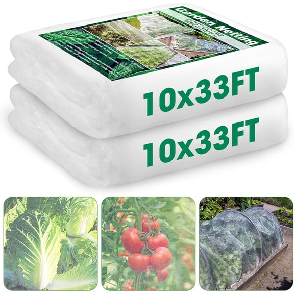 2 Pack 10 x 33 FT Garden Netting, Mosquito Net Ultra Mesh for Protection Vegetable Fruits, Raised Bed Plant Covers Insect Bird Netting Protect Plants from Birds Bugs