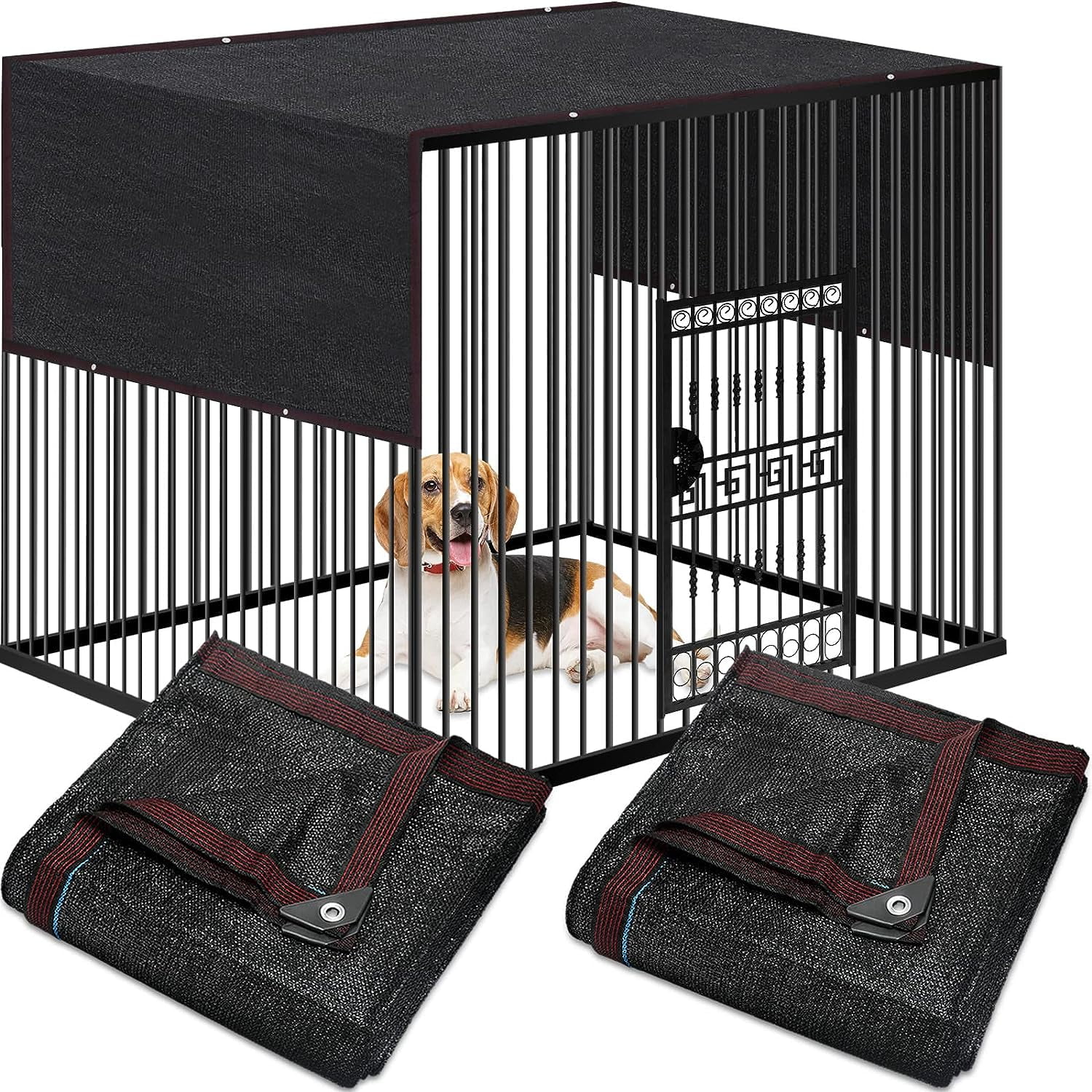 2 Pack 10 x 10 FT Dog Kennel Shade Cover, High Density Dog Cage Summer