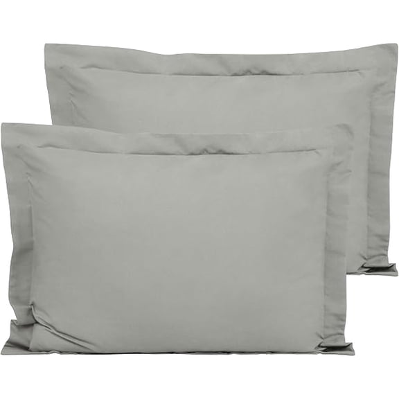 2 Pack 100% Brushed Microfiber 1800 Oxford Pillowcases, Stain Fade and Wrinkle Resistant, Soft and Cozy Standard Oxford Pillow Cases | Hotel Quality Pillow Shams, Smoke Grey, 50x75 cm