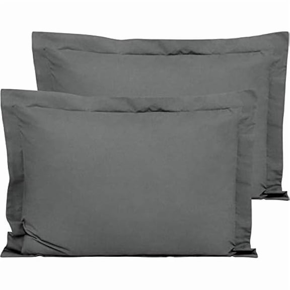2 Pack 100% Brushed Microfiber 1800 Oxford Pillowcases, Stain Fade and Wrinkle Resistant, Soft and Cozy Standard Oxford Pillow Cases | Hotel Quality Pillow Shams, Dark Grey, 50x75 cm
