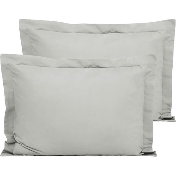 2 Pack 100% Brushed Microfiber 1800 Oxford Pillowcases, Stain Fade and Wrinkle Resistant, Soft and Cozy Standard Oxford Pillow Cases | Hotel Quality Pillow Shams, Light Grey, 50x75 cm
