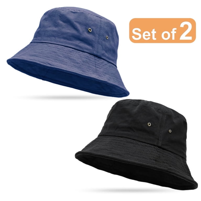 NevEND 2 Pack 100% Cotton Foldable Bucket Hats, UV Sun 