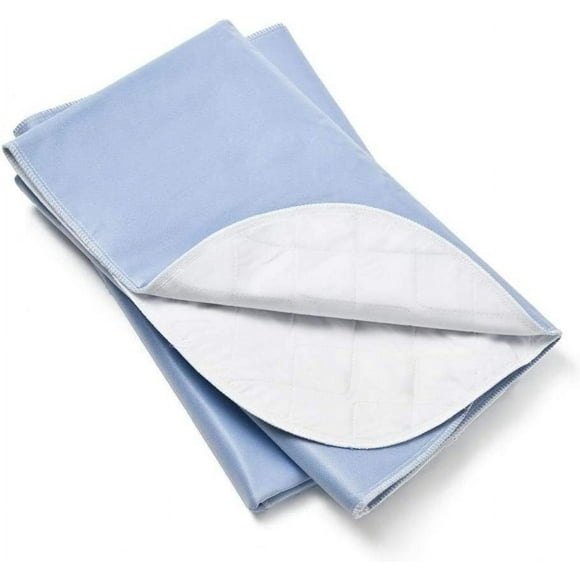 2 Pack - 100% Cotton Large Size Washable Bed Pad/Large Incontinence Underpad - 36 X 52 - Jumbo Mattress Protector - Blue