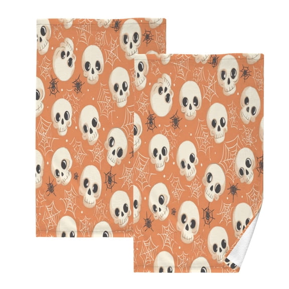 2 Pack 100% Cotton Towels Soft Absorbent Towel Set for Bathroom Beach Sports 16x28in Adorable Skulls and Spider Webs