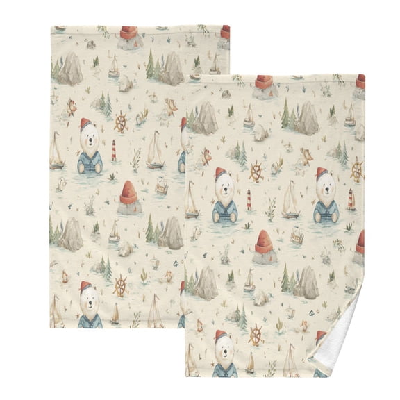 2 Pack 100% Cotton Towels Soft Absorbent Towel Set for Bathroom Beach Sports 16x28in Baby Polar Bear