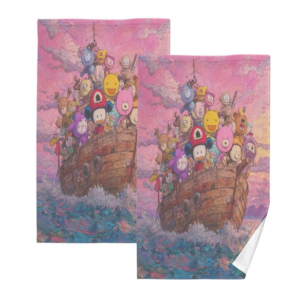 2 Pack 100% Cotton Towels Soft Absorbent Towel Set for Bathroom Beach Sports 16x28in Cartoon Characters Animals