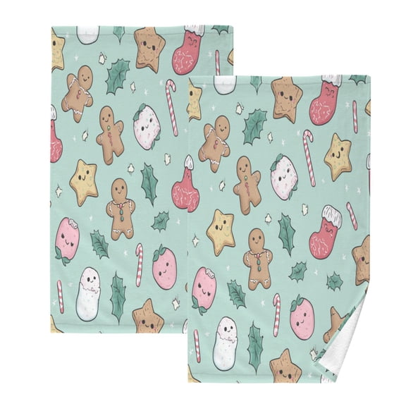 2 Pack 100% Cotton Towels Soft Absorbent Towel Set for Bathroom Beach Sports 16x28in Christmas-themed Pattern