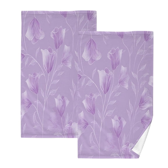 2 Pack 100% Cotton Towels Soft Absorbent Towel Set for Bathroom Beach Sports 16x28in Elegant Lavender Design