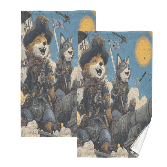 2 Pack 100% Cotton Towels Soft Absorbent Towel Set for Bathroom Beach Sports 16x28in Fox Wars