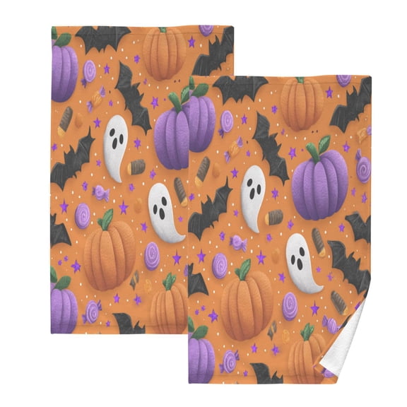 2 Pack 100% Cotton Towels Soft Absorbent Towel Set for Bathroom Beach Sports 16x28in Fun Halloween-themed Pattern