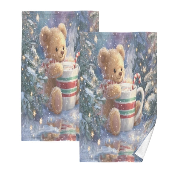 2 Pack 100% Cotton Towels Soft Absorbent Towel Set for Bathroom Beach Sports 16x28in Giant Cute Bear