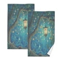 thumbnail image 1 of 2 Pack 100% Cotton Towels Soft Absorbent Towel Set for Bathroom Beach Sports 16x28in Magical Lantern, 1 of 8