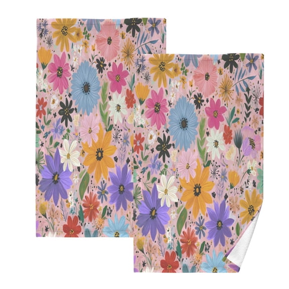 2 Pack 100% Cotton Towels Soft Absorbent Towel Set for Bathroom Beach Sports 16x28in Multicolored Floral Pattern