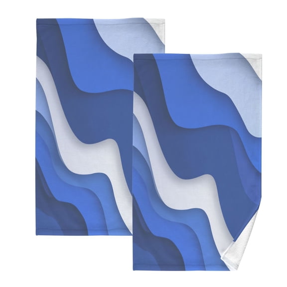 2 Pack 100% Cotton Towels Soft Absorbent Towel Set for Bathroom Beach Sports 16x28in Navy Blue Color Palette