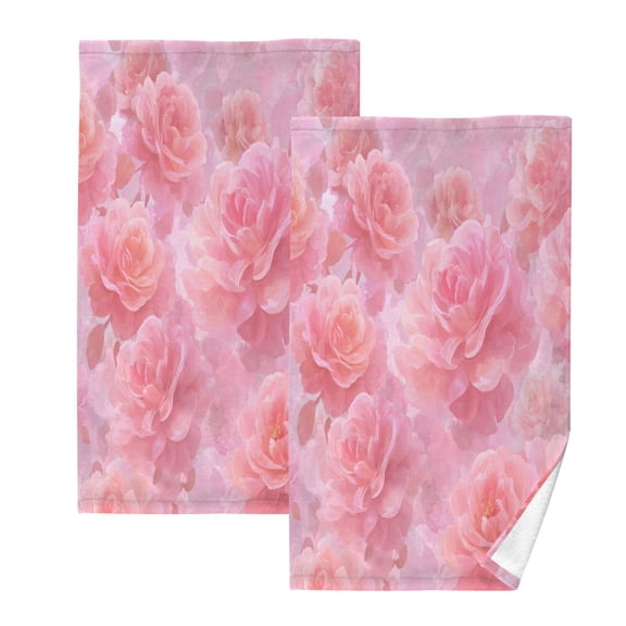 2 Pack 100% Cotton Towels Soft Absorbent Towel Set for Bathroom Beach Sports 16x28in Pale Pink Roses Pattern