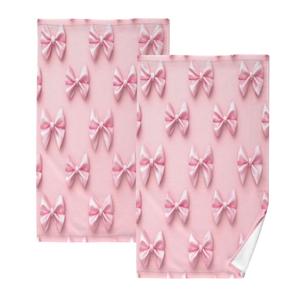 2 Pack 100% Cotton Towels Soft Absorbent Towel Set for Bathroom Beach Sports 16x28in Pink Simple Bows