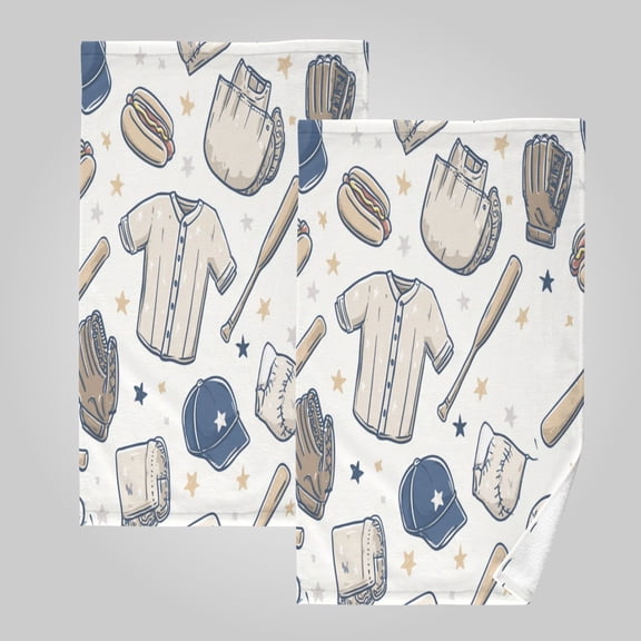 2 Pack 100% Cotton Towels Soft Absorbent Towel Set for Bathroom Beach Sports 16x28in Retro Athletic Collage Print