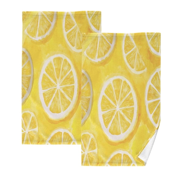 2 Pack 100% Cotton Towels Soft Absorbent Towel Set for Bathroom Beach Sports 16x28in Retro Lemon Slice Pattern